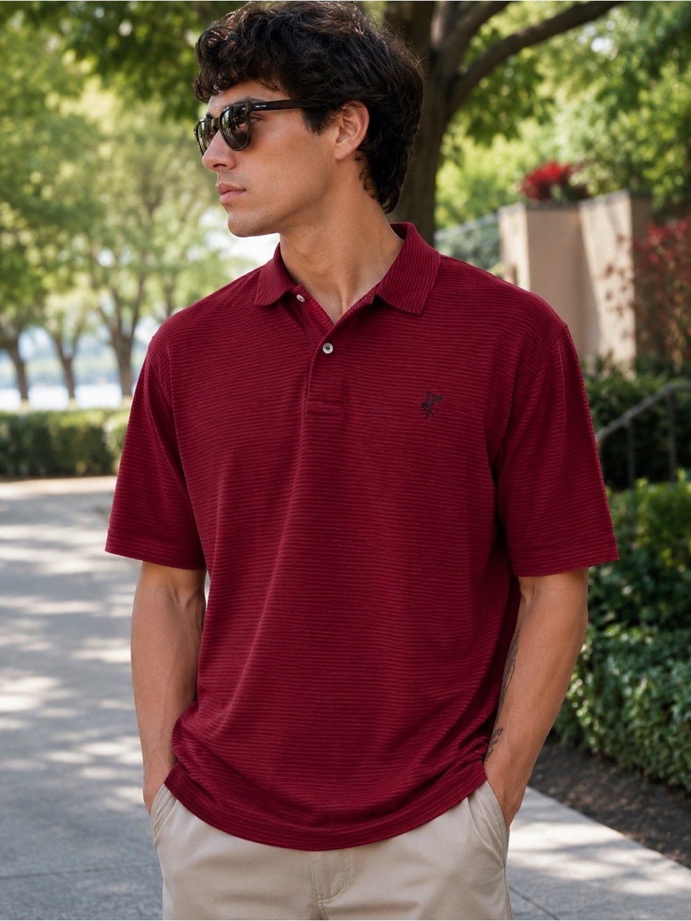 Vintage Ashworth Made in USA Polo Shirt XL Burgundy 100% Cotton Golf 90s